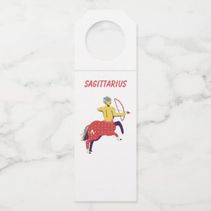 White Sagittarius, zodiac, star sign Bottle Tag