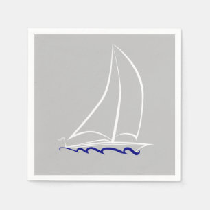White Sailboat  Napkin