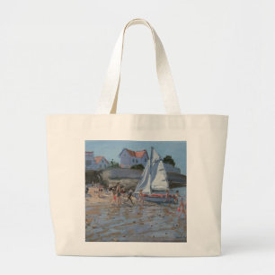 White sailboat Palais sur Mer France Large Tote Bag