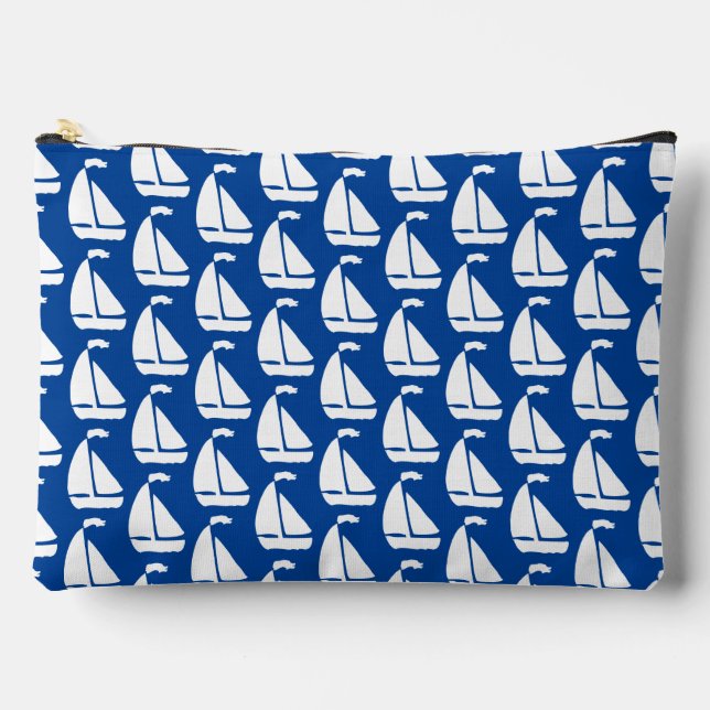 White Sailboats Accessory Pouch (Front)