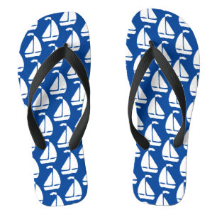 White Sailboats Flip Flops