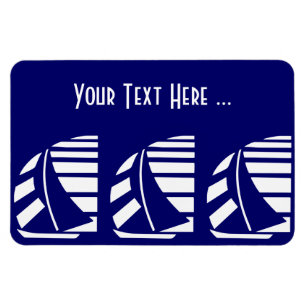 White Sailboats on Blue Deco Custom Flexi Magnet