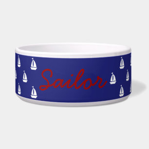 White Sailboats on Nautical Blue Personalized