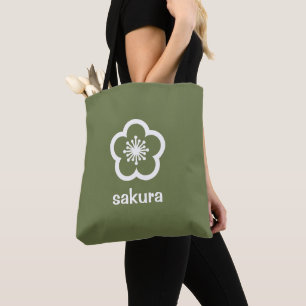 White Sakura Blossom - Olive Tote Bag