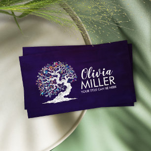 White Sakura Tree - Colorful Blossom Business Card