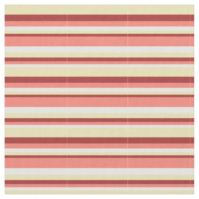 White, Salmon, Brown, and Tan Coloured Pattern Fabric (Close Up)