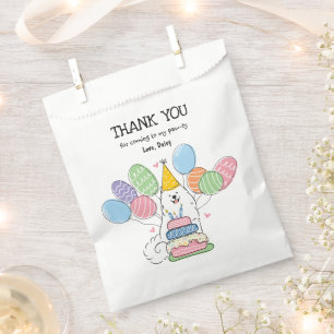 White Samoyed Birthday Party Thank You Favour Bag