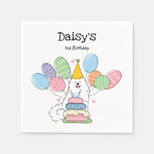 White Samoyed Dog Birthday Party Paper Napkins