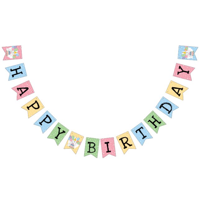 White Samoyed Happy Birthday Party Bunting Flags (All)