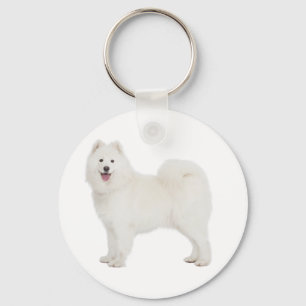 White Samoyed Puppy Dog Love Keychain
