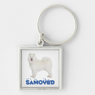 White Samoyed Puppy Dog Love Keychain