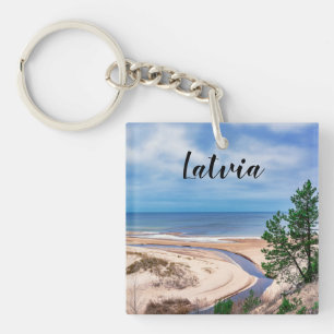 White sand beach near Baltic sea in Latvia Keychain