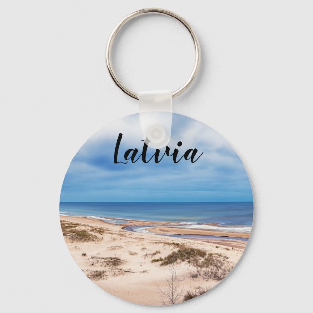 White sand beach near Baltic sea in Latvia Keychain (Front)
