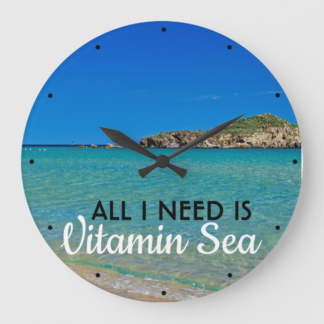 White sand beach turquoise water need vitamin sea large clock (Front)