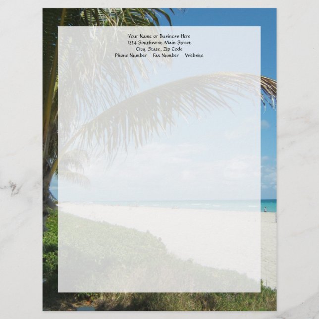 White Sand Beach w/Palm Letterhead (Front)