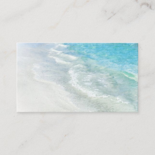 White Sand Beach Watercolor - Teal Aqua Turquoise Business Card (Front)