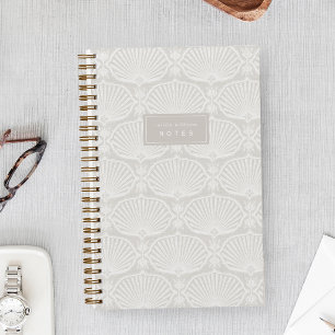 White Sand Beige Deco Fans Personalized Notebook