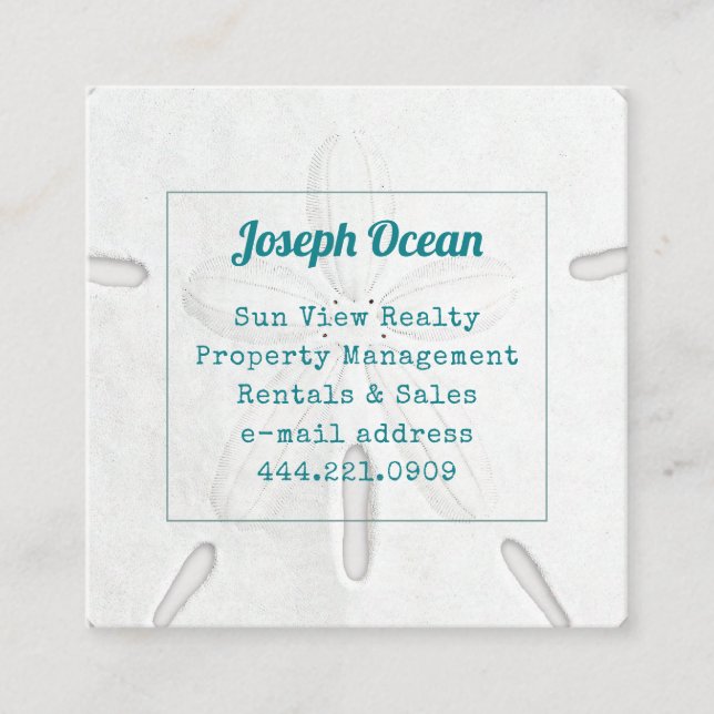 White Sand Dollar Square Business Card (Front)