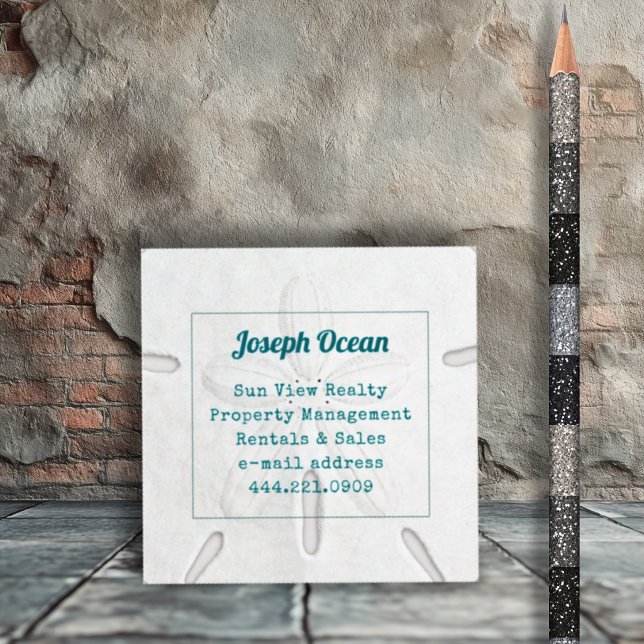 White Sand Dollar Square Business Card (Creator Uploaded)