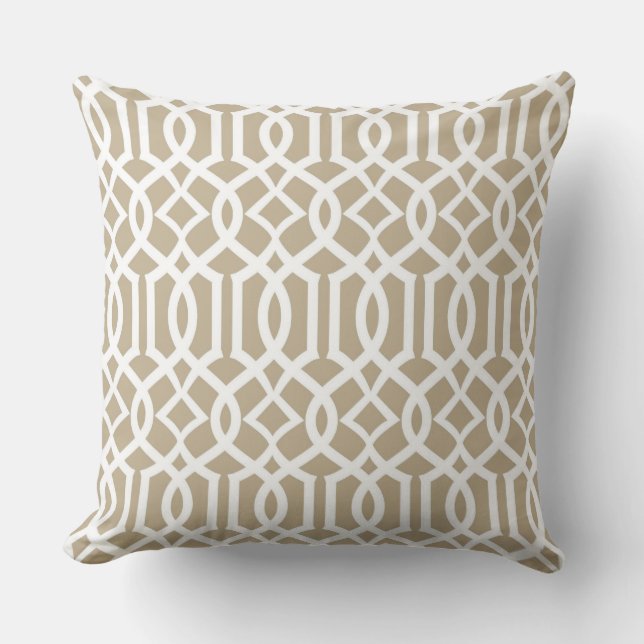 White Sand Moroccan Trellis Decor Pillow (Front)