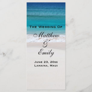 White Sand Ocean Beach Tropical Wedding Program