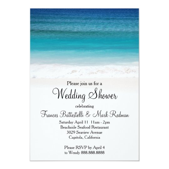 White Sand Ocean Beach Wedding Shower Invitation