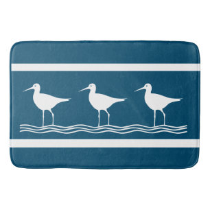 White Sand Pipers Sea Blue Bath Mat