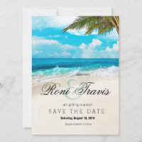 White Sands Beach Palm Tree Save the Date