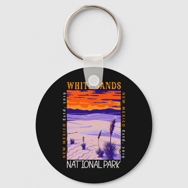 White Sands National Park New Mexico Distressed Vi Keychain (Front)