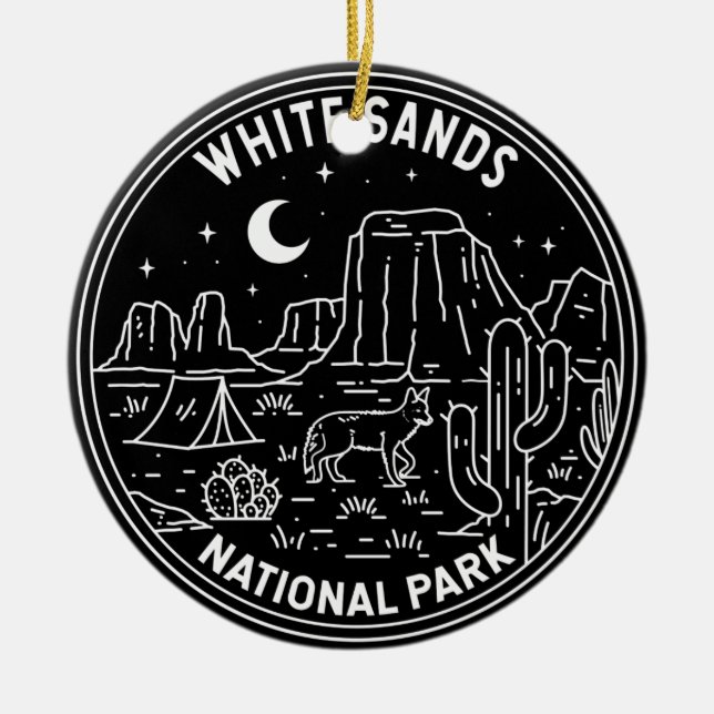 White Sands National Park New Mexico Monoline Ceramic Ornament (Front)