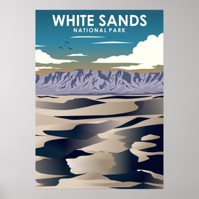 White Sands National Park Vintage Minimal Travel Poster (Front)