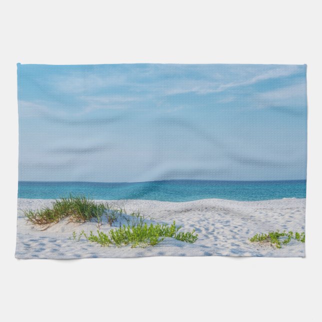 White Sandy Beach Florida Coastline Kitchen Towel (Horizontal)