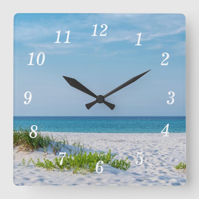 White Sandy Beach Florida Coastline Wall Clock (Front)