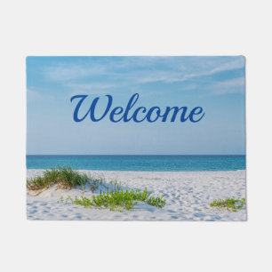 White Sandy Beach Florida Coastline Welcome Doormat