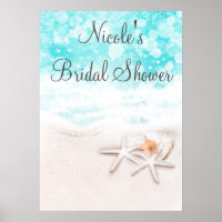 White Sandy Beach Starfish Blue Ocean Party Banner