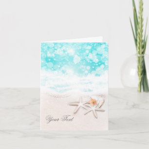 White Sandy Beach Starfish Blue Ocean Thank You Card