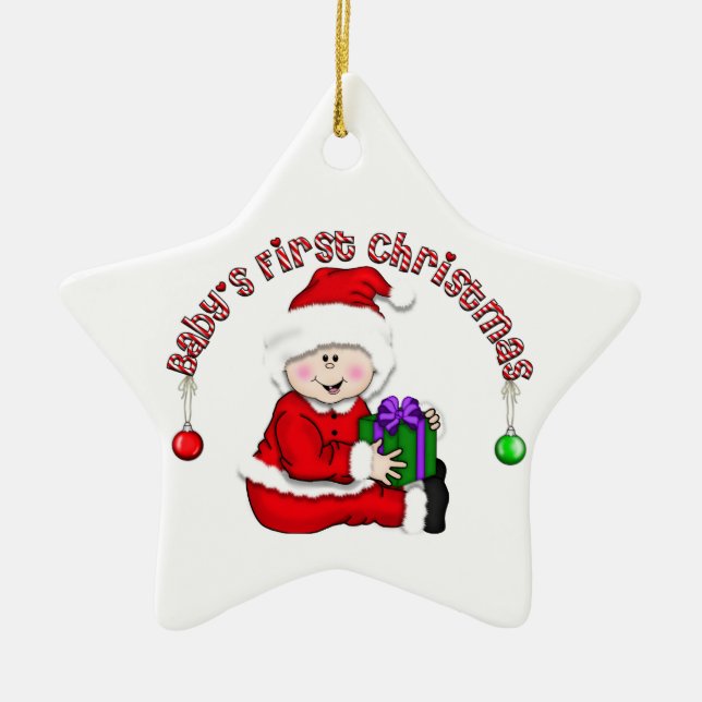 White Santa  Baby 1st Christmas Ornament (Front)