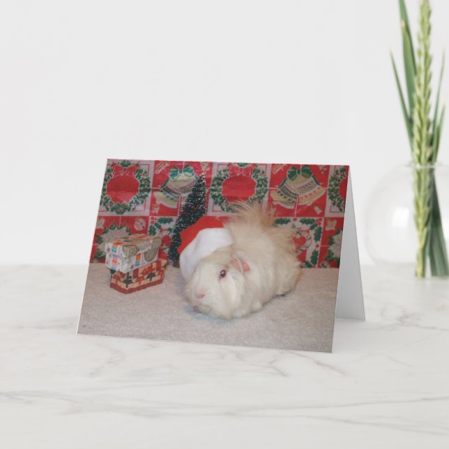 White Santa Pig Holiday Card (Front)