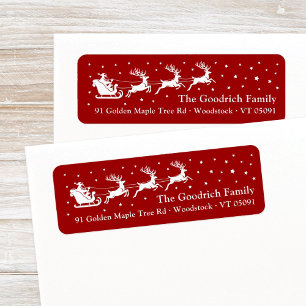 White Santa's Sleigh Christmas Return Address