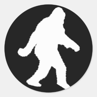 White Sasquatch Silhouette For Dark Backgrounds Classic Round Sticker
