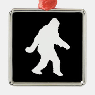 White Sasquatch Silhouette For Dark Backgrounds Metal Ornament