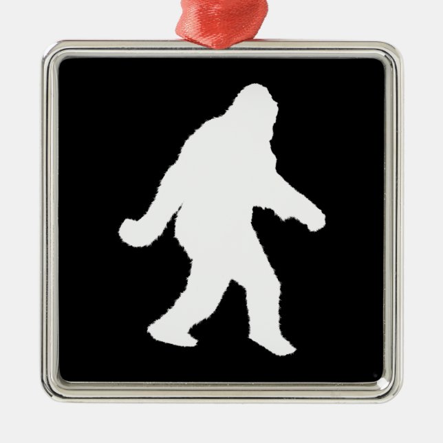 White Sasquatch Silhouette For Dark Backgrounds Metal Ornament (Front)
