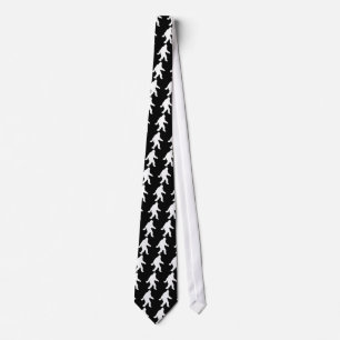 White Sasquatch Silhouette For Dark Backgrounds Tie