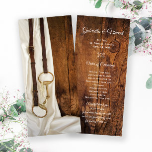 White Satin and Horse Bit Western Wedding Program