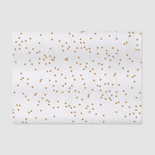 White Satin and Metallic Gold Dots  Tissue Paper (Front)