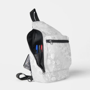 White Satin Damask Sling Bag