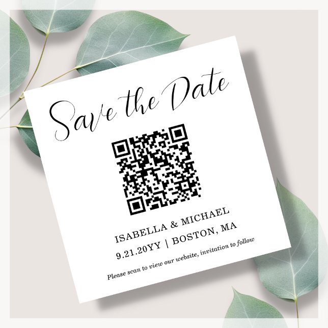 White | Save the Date | QR Code Magnet (Creator Uploaded)