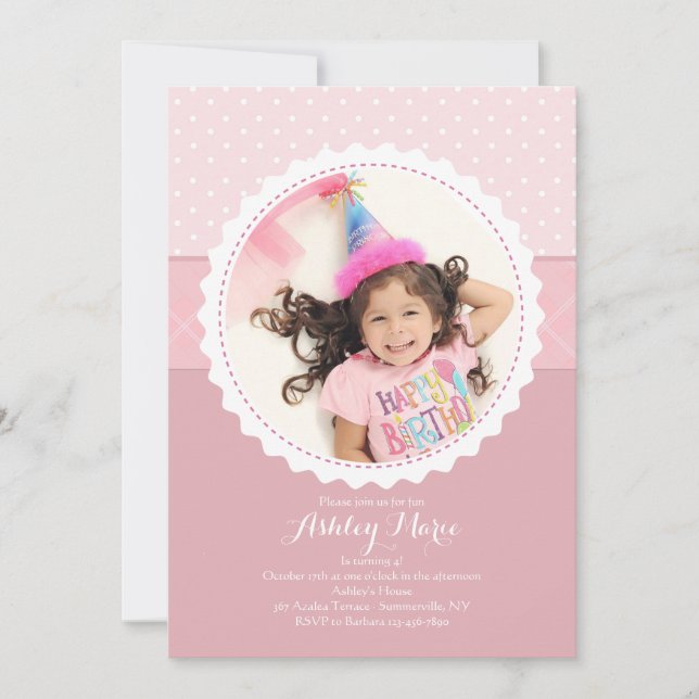White Scalloped Frame Photo Invitation (Front)