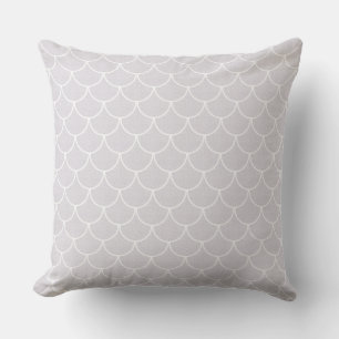 White Scalloped Mermaid Scale Pattern Throw Pillow