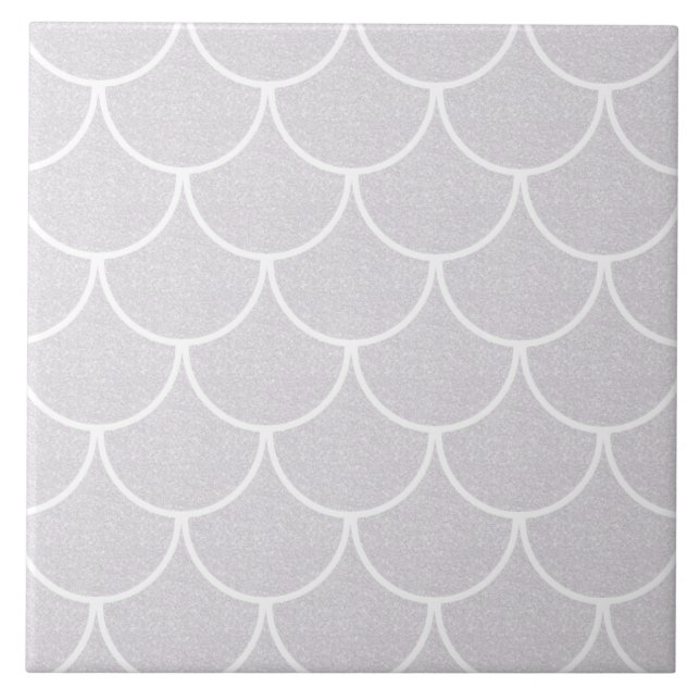 White Scalloped Mermaid Scale Pattern Tile (Front)